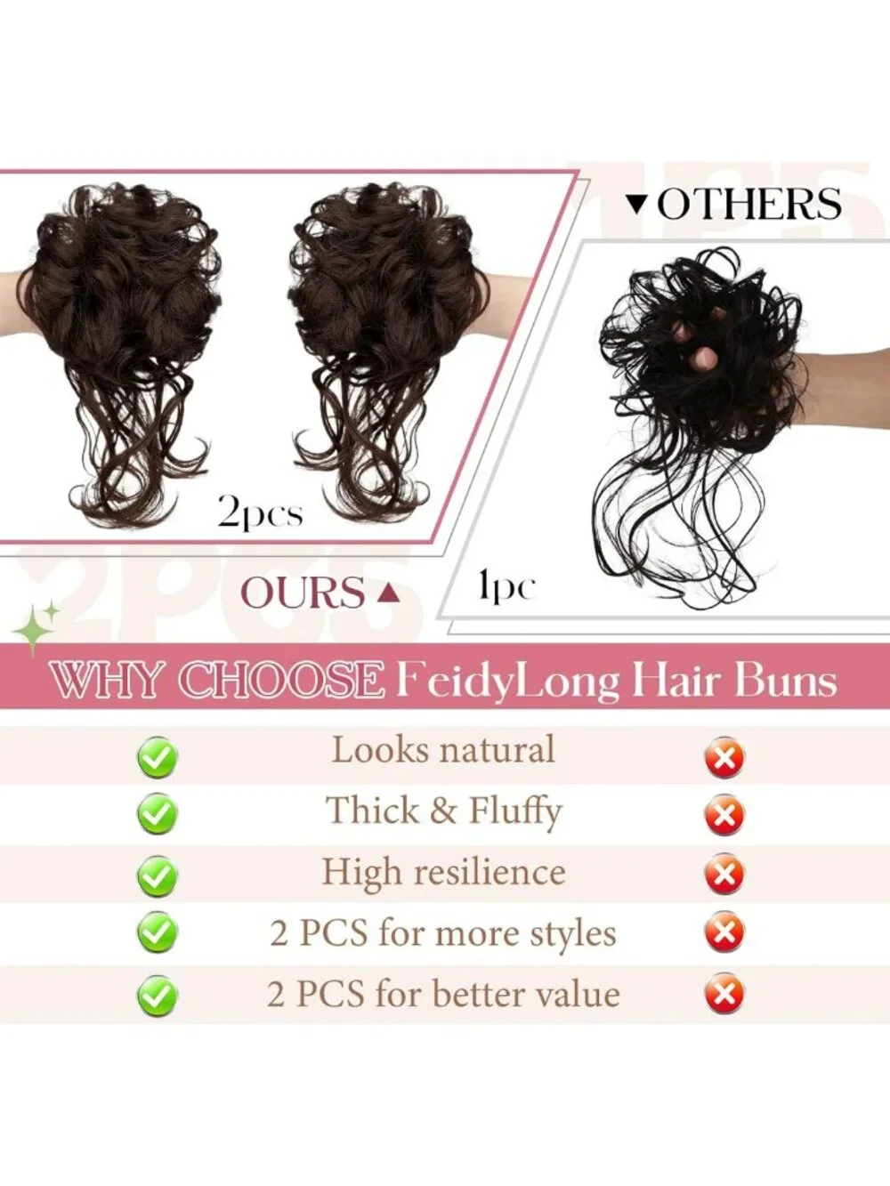 2PCS Messy Bun Hair Extensions - Stylish Ponytail Pieces for Effortless Updos